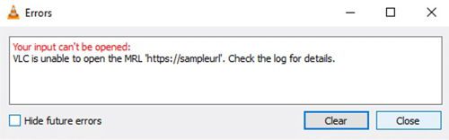 vlc is unable to open the mrl error
